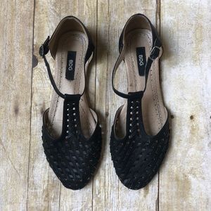BDG Black Mary-Jane Perforated Flats